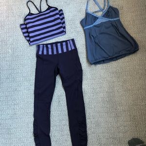 Lululemon Plum Bundle-Leggings and 2 tanks